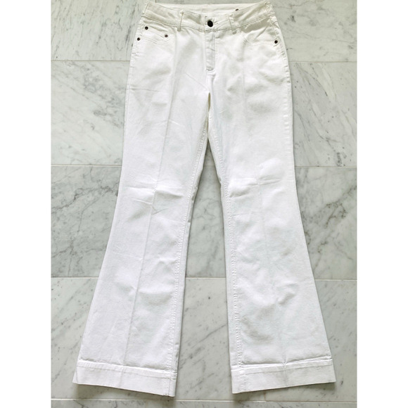 SOFT SURROUNDINGS White Jeans Medium 30” x 31” Flare Wide Leg Denim Bootcut EUC - Picture 1 of 7
